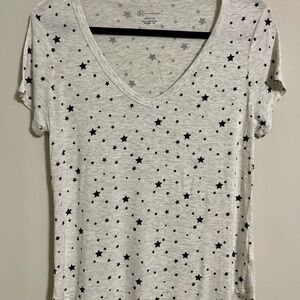 No Boundaries Women's V-neck T-Shirt Sz L Gray Celestial Stars Stretchy Boho